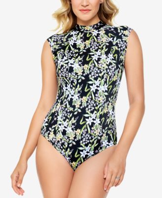 Swim Solutions - Women's Printed High-Neck One-Piece Swimsuit