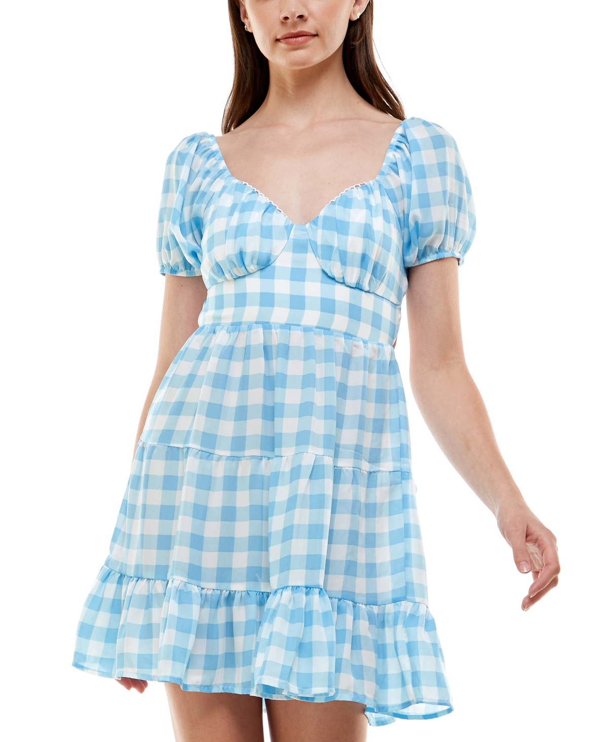 Almost Famous Juniors' Tieback Peasant Dress In Sky/cream ModeSens