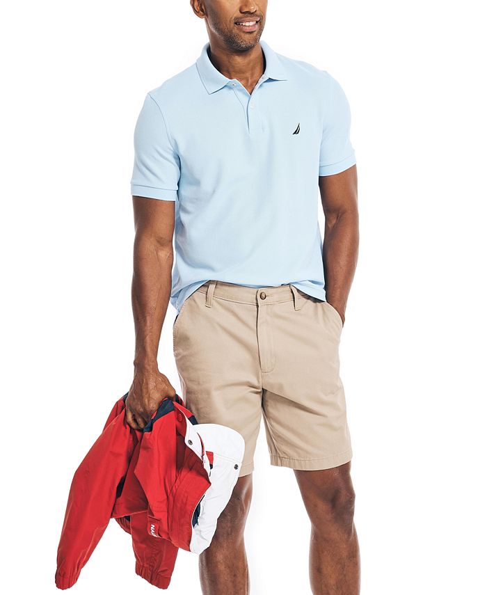 Nautica Men's Classic Fit Short Sleeve Solid Performance Deck Polo Shirt,  coastal camel heather, LT Tall at  Men's Clothing store
