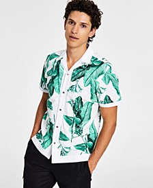 Men's Regular-Fit Botanical-Print Camp Shirt, Created for Macy's 