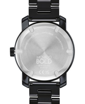 Movado Women's Swiss Bold Black Ceramic & Stainless Steel Bracelet ...