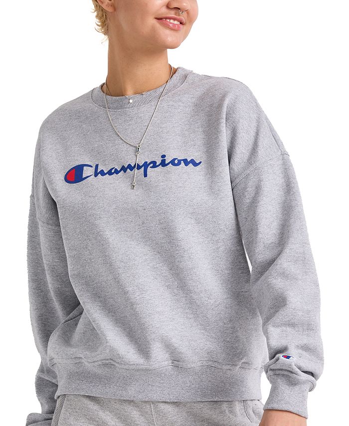 Champion Women's Logo Fleece Crewneck Sweatshirt - Macy's