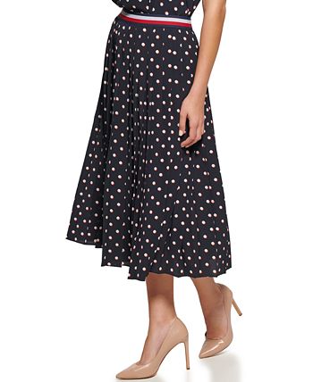 Tommy Hilfiger Women's Dot-Print Pleated Midi Skirt - Macy's