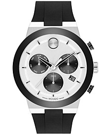 Men's Swiss Chronograph Bold Fusion Black Silicone Strap Watch 44mm