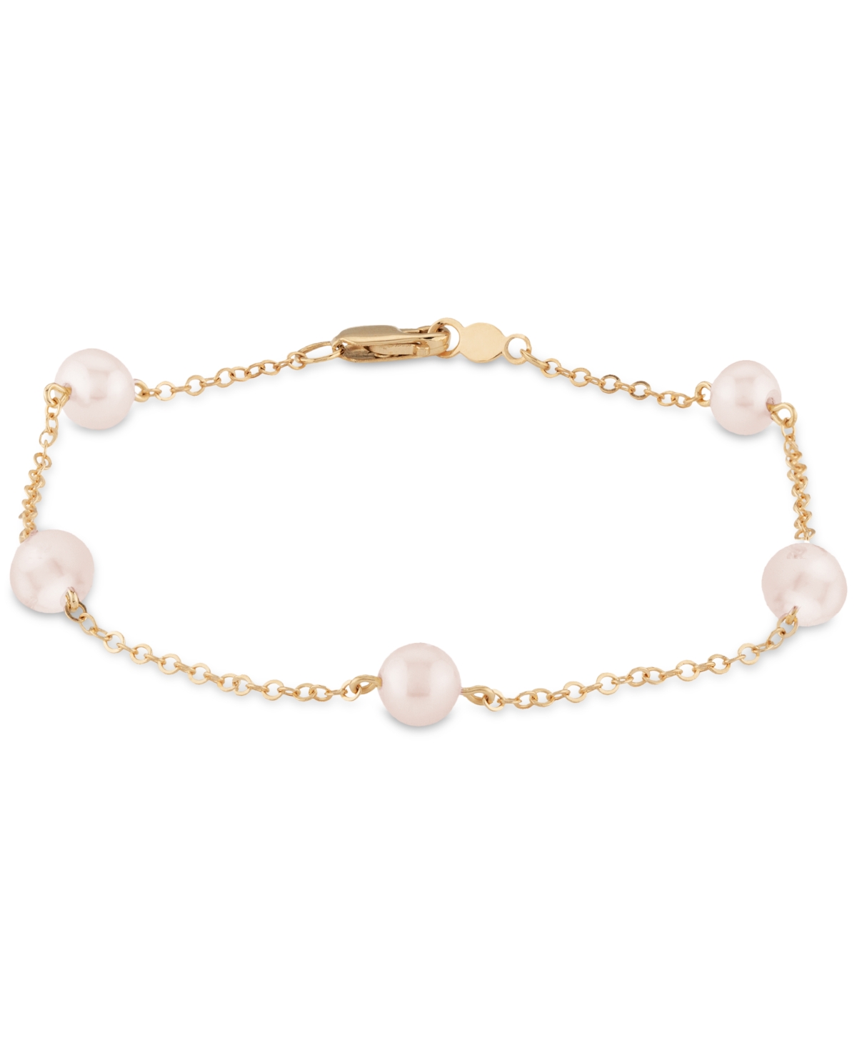 Macy's Pink Cultured Freshwater Pearl (5mm) Bracelet In 14k Rose Gold