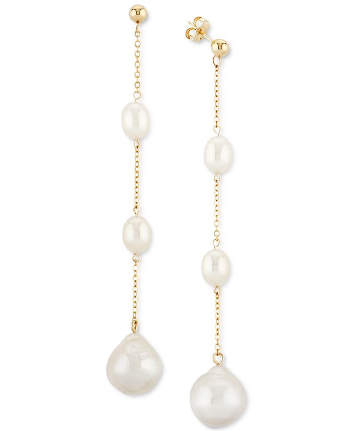 Macy's Cultured Freshwater Baroque Pearl (12mm and 8 x 6mm) Linear Drop ...