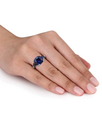 Lab-Grown Sapphire Three Stone Ring (7-1/10 ct. t.w.) in Sterling Silver