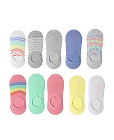 Women's No Show Low Cut Sneaker Liner Socks with Non-Slip Grip, Pack of 10
