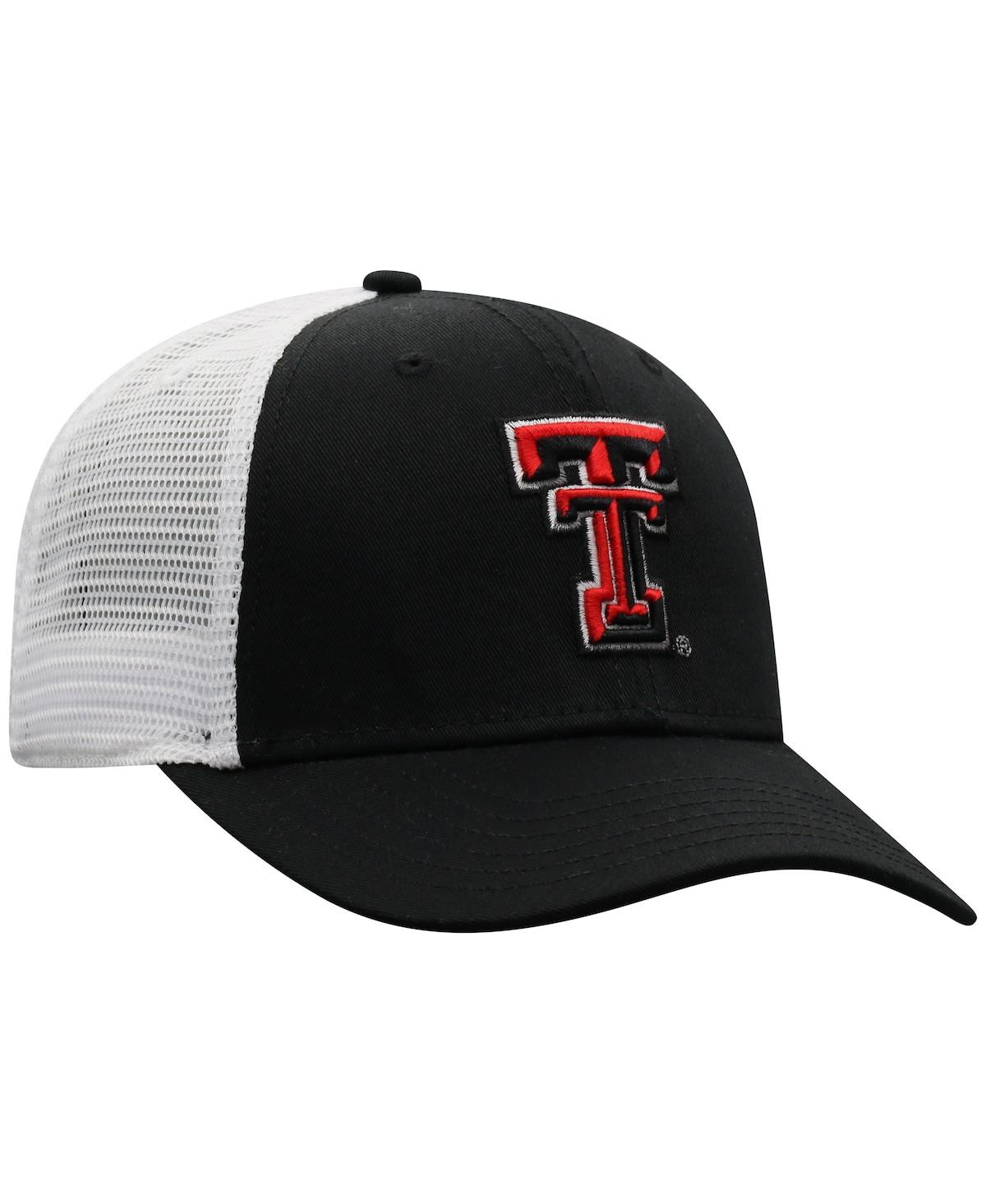 Top Of The World Men's  Black, White Texas Tech Red Raiders Trucker Snapback Hat In Black,white