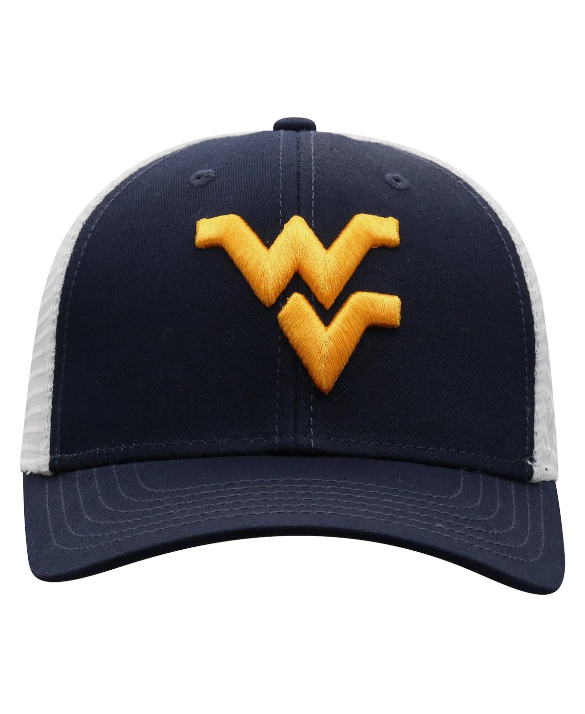 Shop Top Of The World Men's  Navy, White West Virginia Mountaineers Trucker Snapback Hat In Navy,white