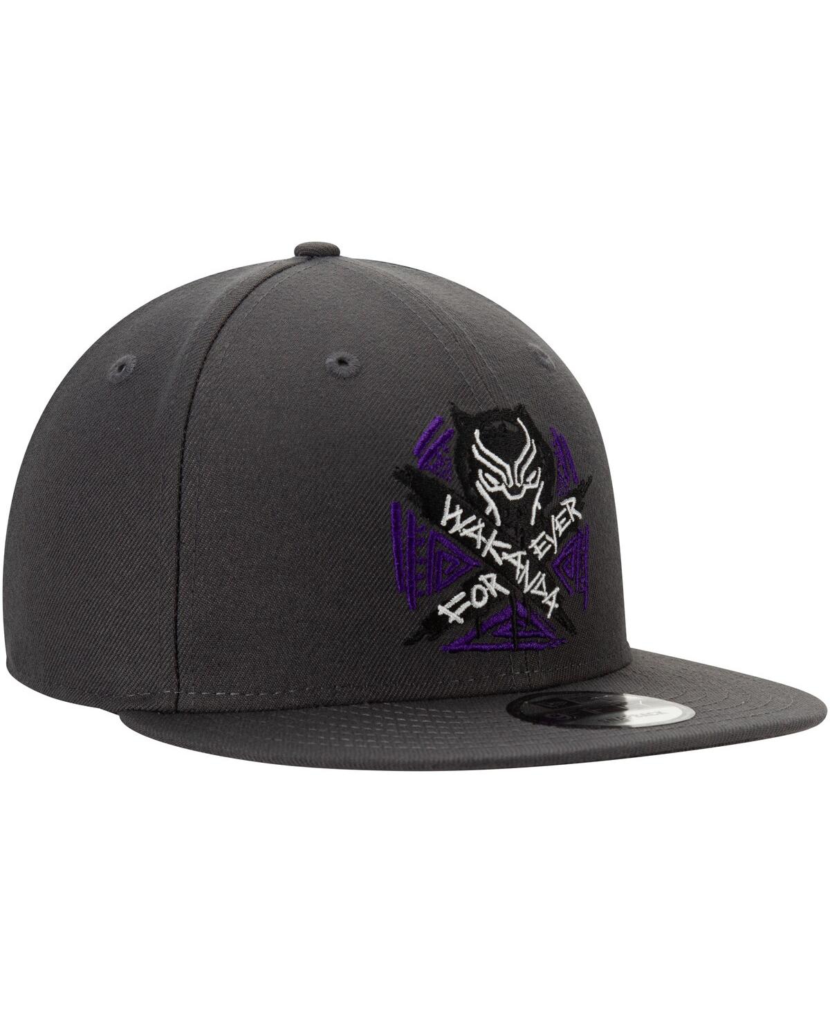 New Era Men's  Charcoal Black Panther Wakanda Forever Adjustable Snapback Hat In Charcoal