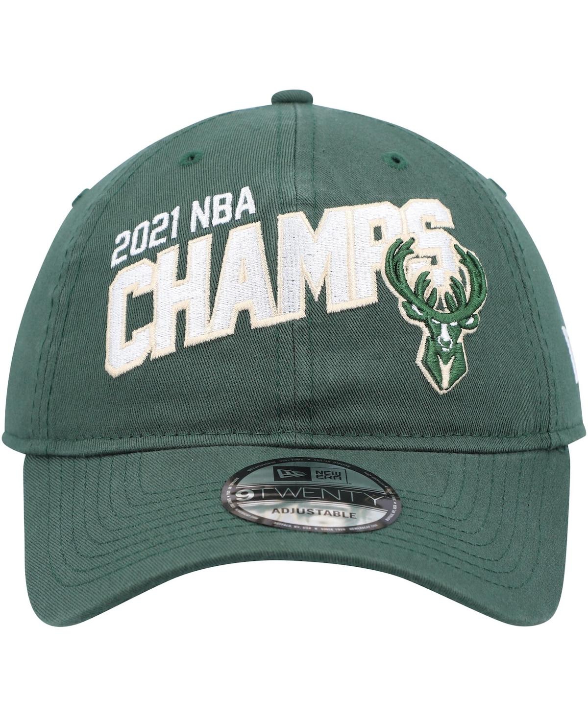 NEW ERA MEN'S NEW ERA HUNTER GREEN MILWAUKEE BUCKS 2021 NBA FINALS CHAMPIONS BLOCK ON THE COURT 9TWENTY ADJU 