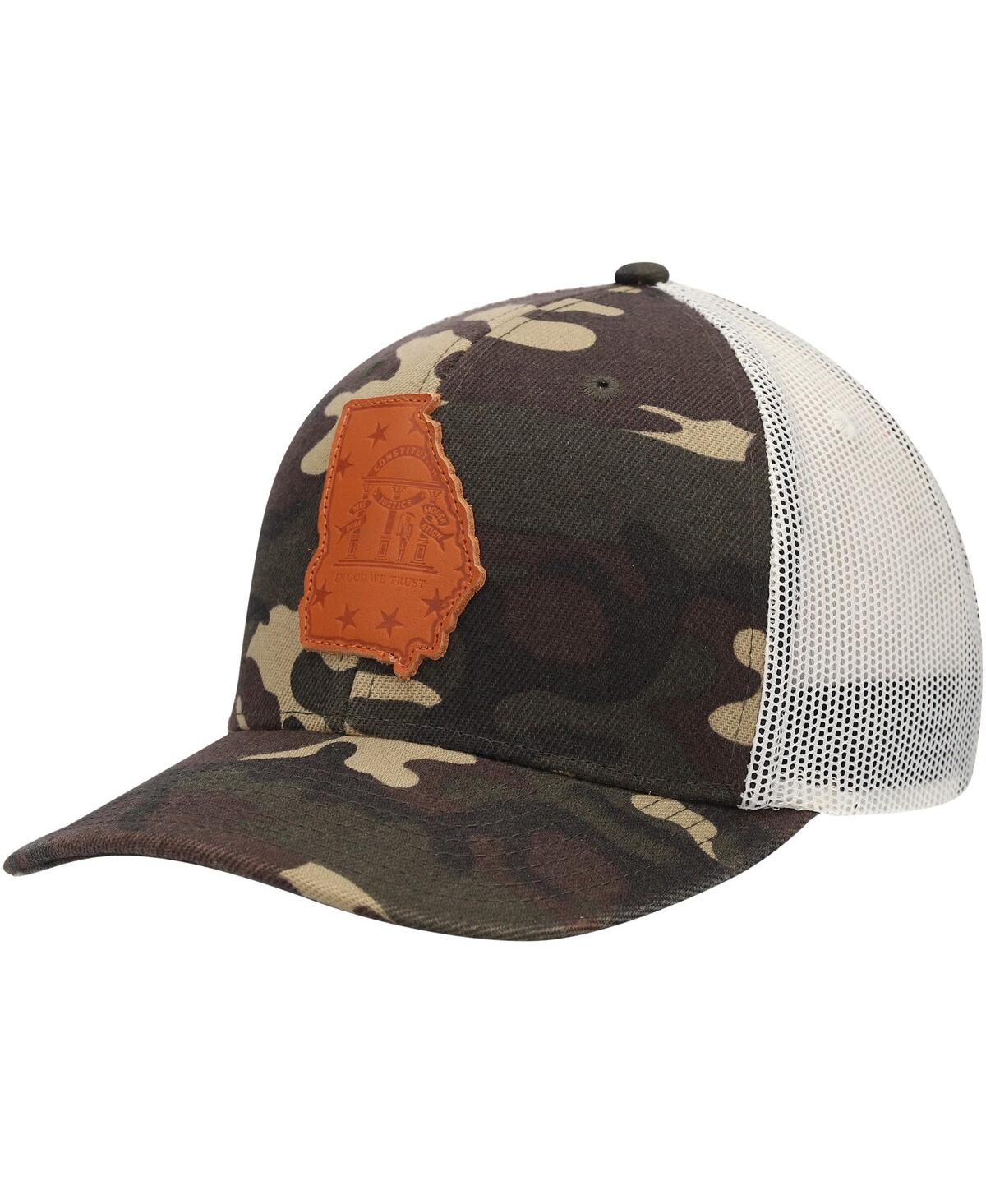 Shop Local Crowns Men's  Camo Georgia Icon Woodland State Patch Trucker Snapback Hat