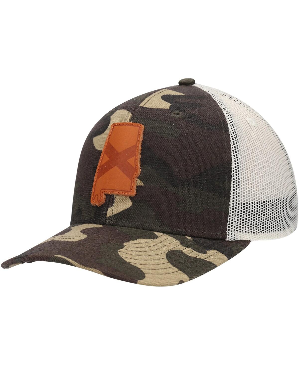 Shop Local Crowns Men's  Camo Alabama Icon Woodland State Patch Trucker Snapback Hat