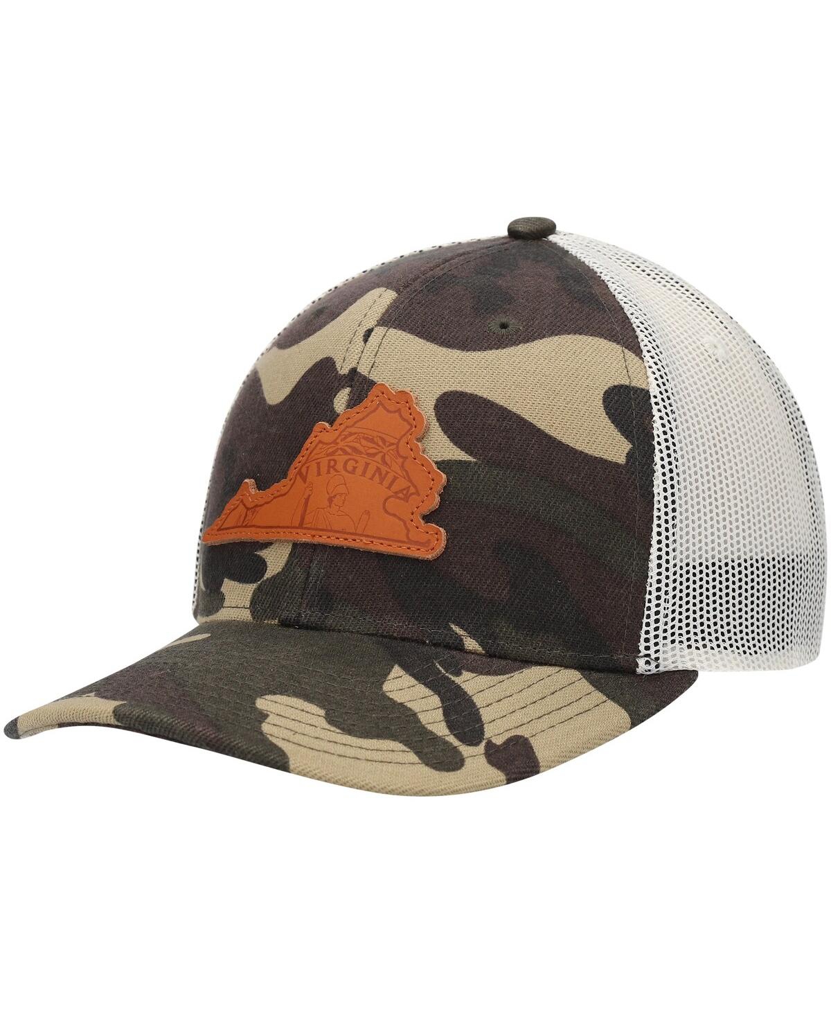 Local Crowns Men's  Camo Virginia Icon Woodland State Patch Trucker Snapback Hat