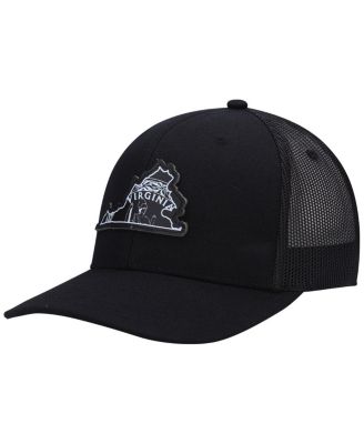 Men's Local Crowns Black Virginia Leather State Fill Trucker Snapback ...
