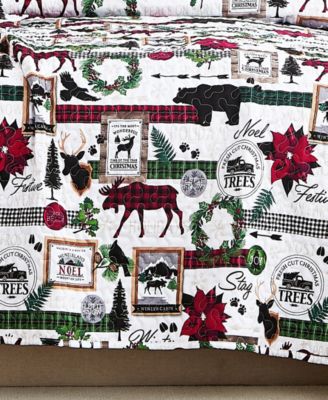 Merry Town Christmas Oversized Reversible 3-Pc. Quilt Set, Full/Queen