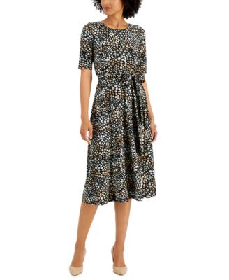 Kasper - Petite Printed Geo Moss Crepe Dress