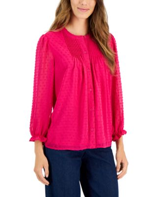 Charter Club - Women's 3/4-Sleeve Pintuck Blouse