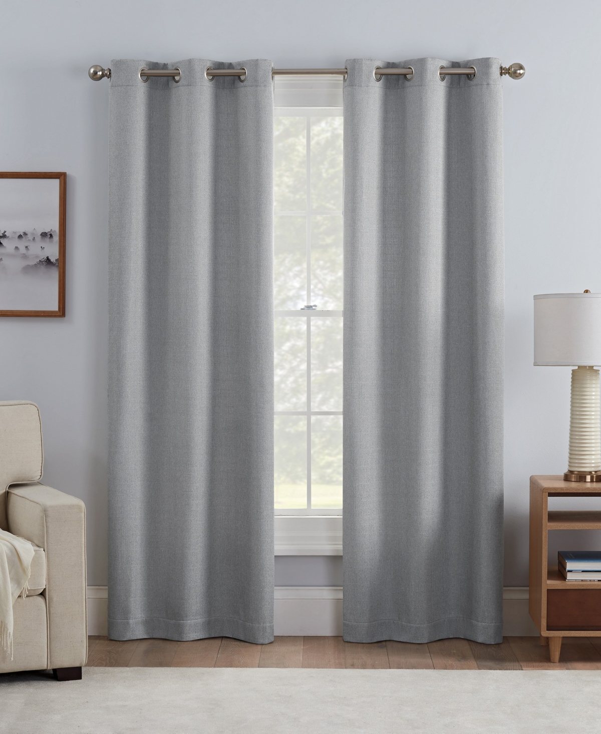 Eclipse Carter Draft Stopper Grommet 2-pc. Panel, 95" X 37" In Gray