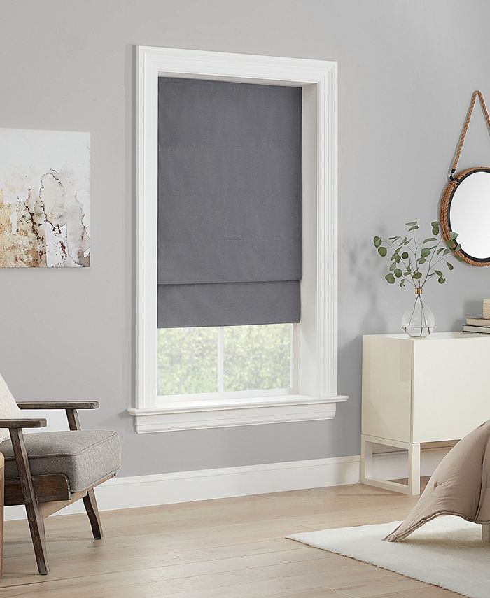 Eclipse Dillan Blackout Textured Solid Cordless Roman Shade, 64" x 33