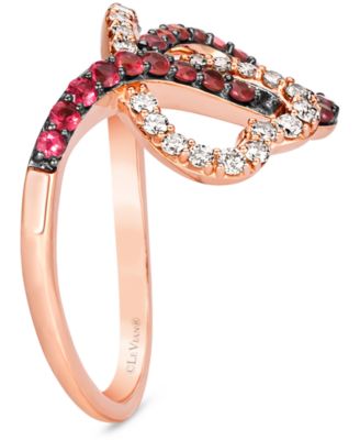 Passion Ruby (3/8 ct. t.w.) & Nude Diamond (1/3 ct. t.w.) Interlocking Hearts Ring in 14k Rose Gold