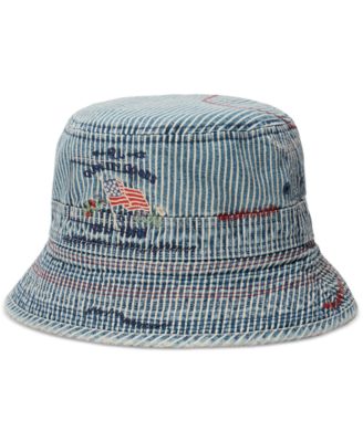 Polo Ralph Lauren Distressed Striped Denim Bucket Hat Macy s