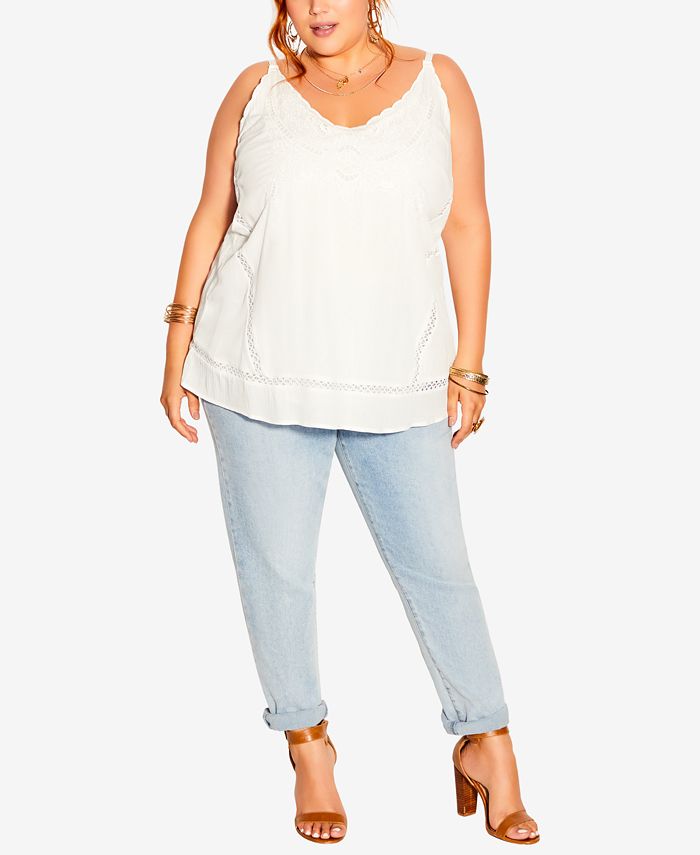 City Chic Trendy Plus Size Softly Sweet V-neck Top & Reviews - Tops - Plus  Sizes - Macy's