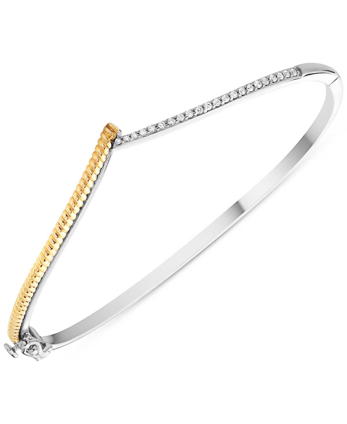 Macy s Diamond Chevron Bangle Bracelet 1 4 ct. t.w. in 10k Gold Sterling Silver Two Tone Smart Closet
