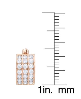 Women's 14k Rose Gold Plated Cubic Zirconia Row Hoop Earrings Set, 4 Pieces