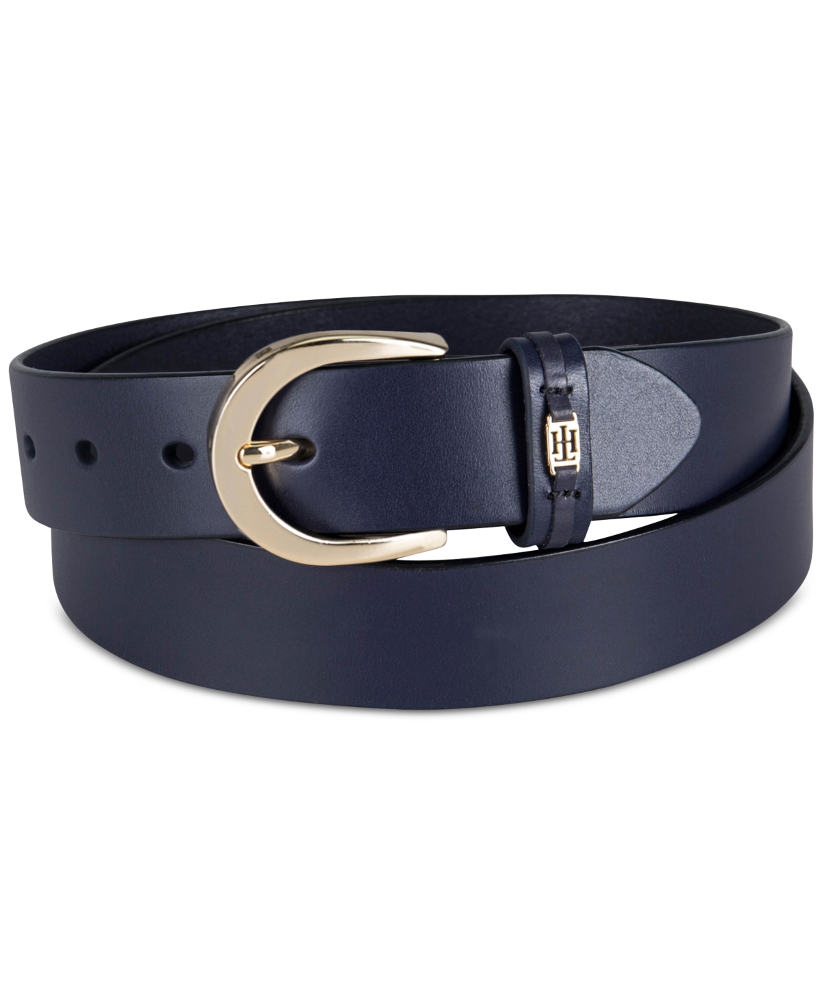Tommy Hilfiger Women's Signature Leather Jean Belt In Navy Blue