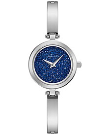 Women's Crystal Accent Stainless Steel Bangle Bracelet Watch 26mm