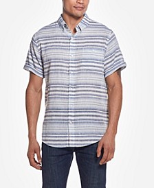 Men's Striped Short Sleeve Button Down Shirt
