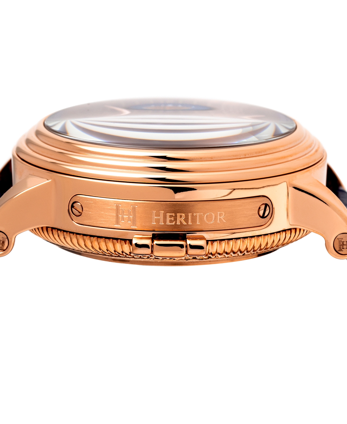 Heritor Automatic Legacy Black or Blue or Brown Genuine Leather Band Watch, 44mm - Rose Gold-Tone, Blue