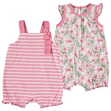 Baby Girls Sleeveless Fashion Rompers, Pack of 2