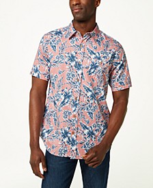Men's Floral Poplin Short Sleeve Button Down Shirt