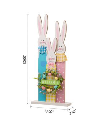 30"H Easter Wooden Bunny Family Standing Decor