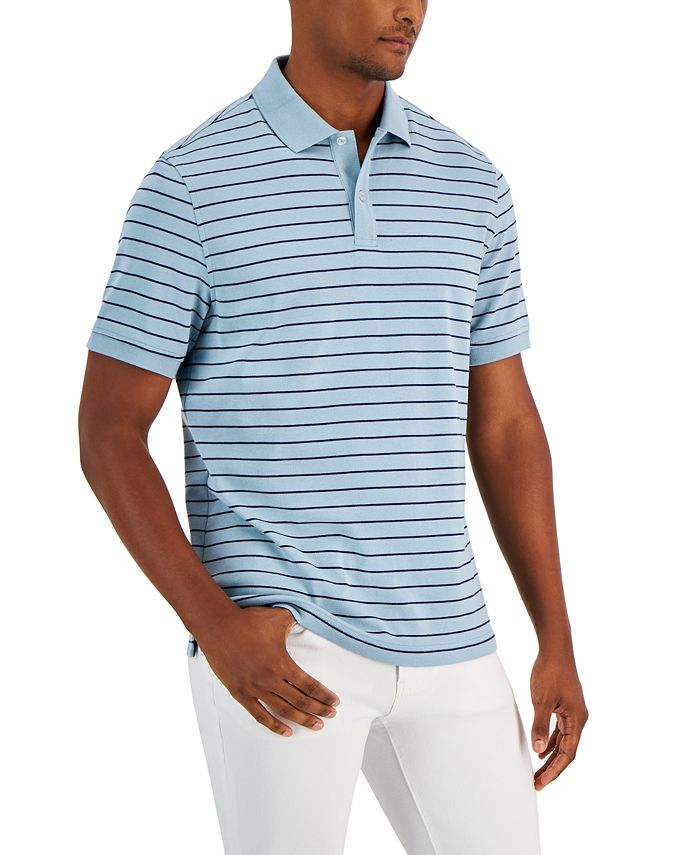 Club Room Men's Striped Interlock Polo Shirt, Created for Macy's - Macy's
