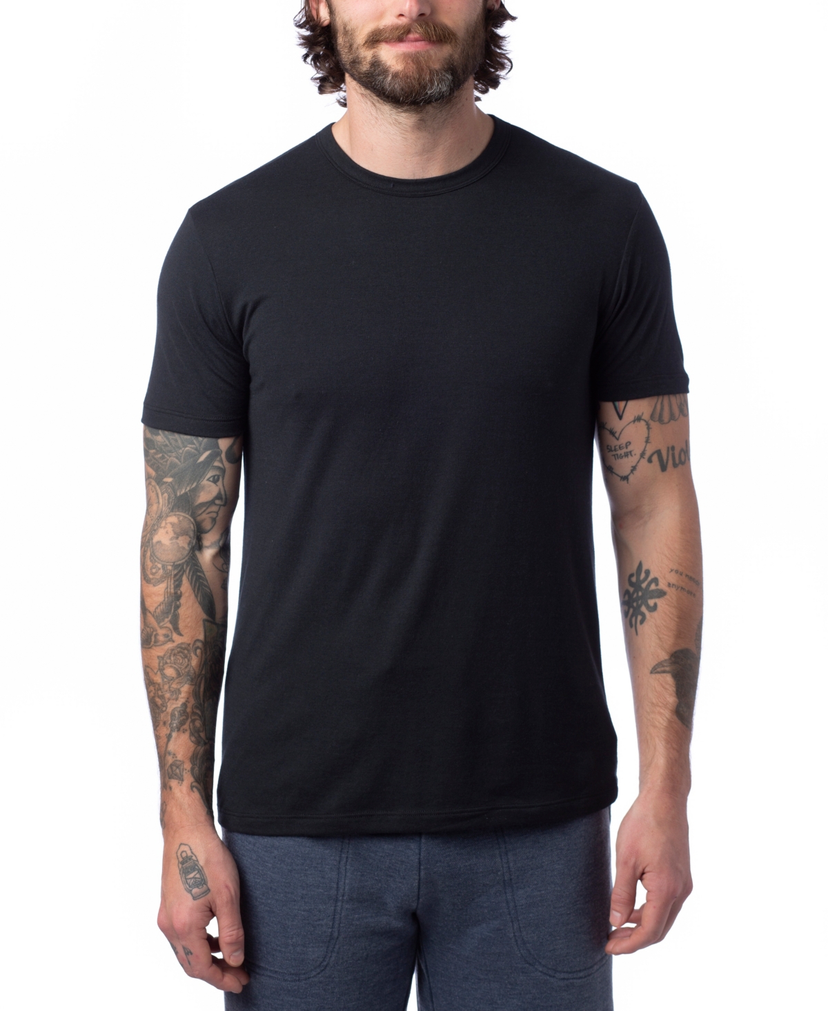 Shop Alternative Apparel Men's Modal Tri-blend Crewneck T-shirt In True Black