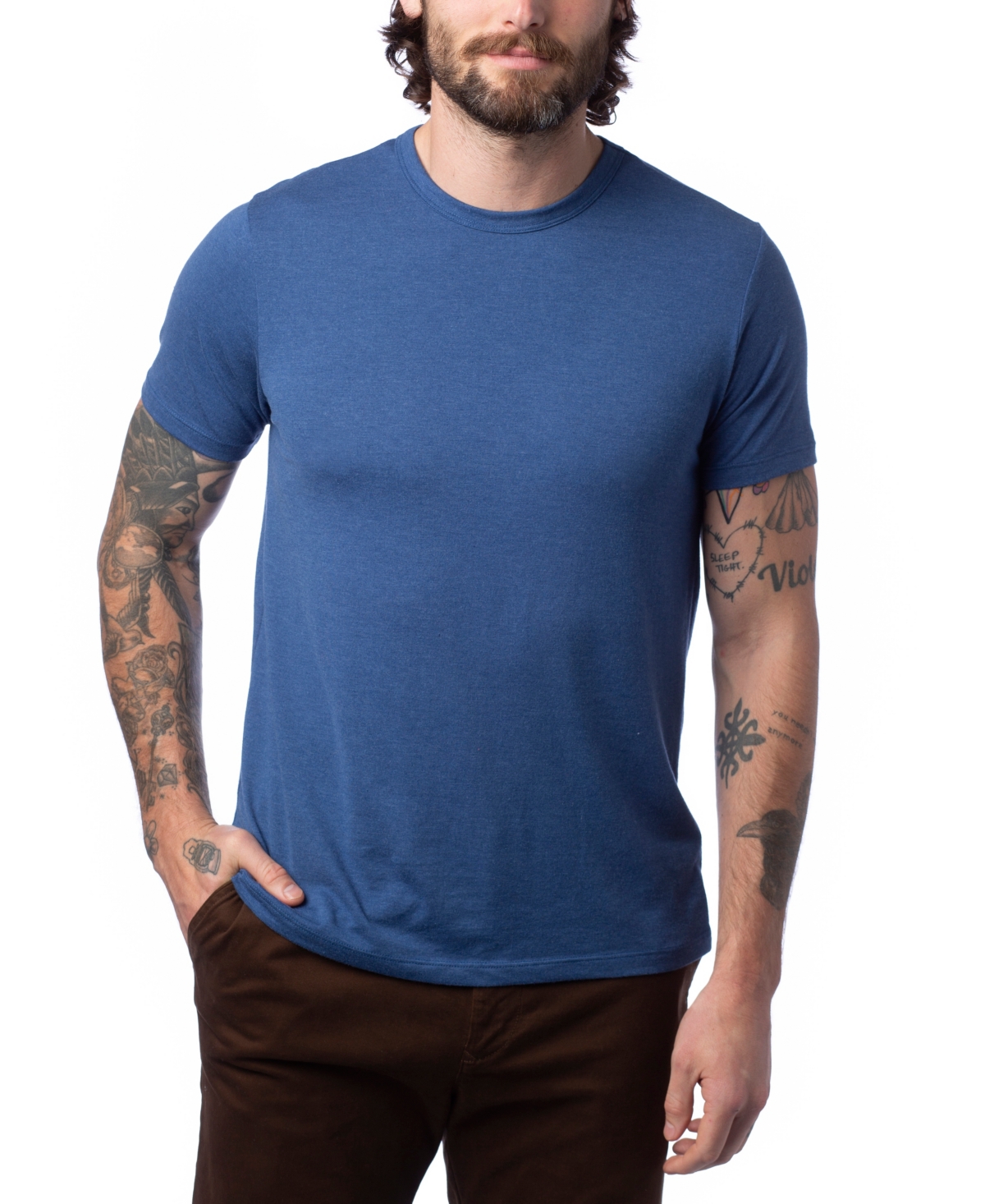 Shop Alternative Apparel Men's Modal Tri-blend Crewneck T-shirt In Heritage Royal