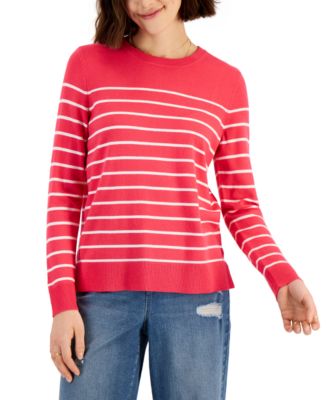 Style & Co - Petite Striped Crew-Neck Sweater