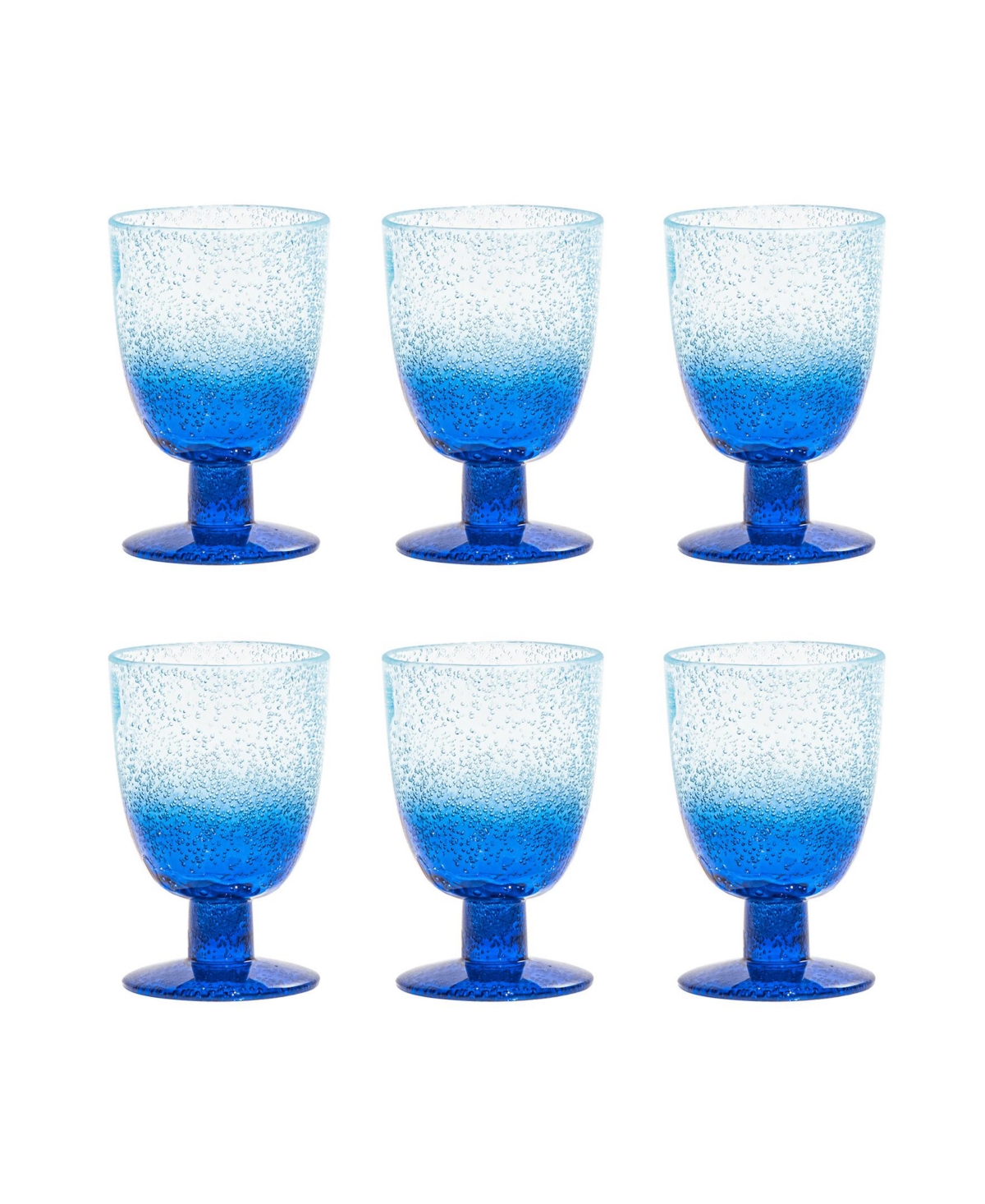 Shop Tarhong Oceanic Ombre Premium Acrylic Goblet Glasses, Set Of 6 In Ombre Blues