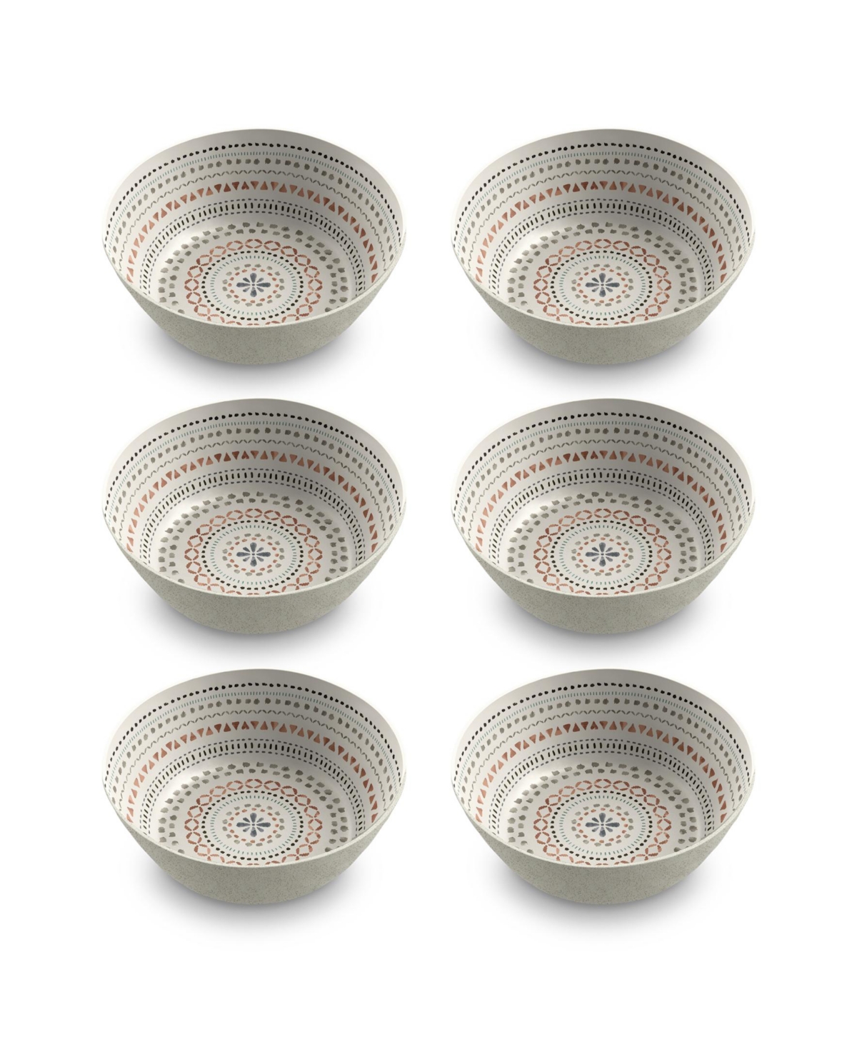 7.5" Desert Mandala 6-Piece Low Bowl Set, 42 oz - Multi