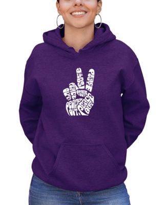 Women's Hooded Word Art Peace Out Sweatshirt Top