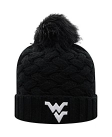 Women's Black West Virginia Mountaineers Frankie Cuffed Knit Hat with Pom