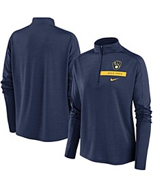 Women's Navy Milwaukee Brewers Primetime Local Touch Pacer Quarter-Zip Top