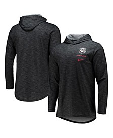 Men's Black Georgia Bulldogs Logo Head Slub Space-Dye Performance Long Sleeve Hoodie T-shirt