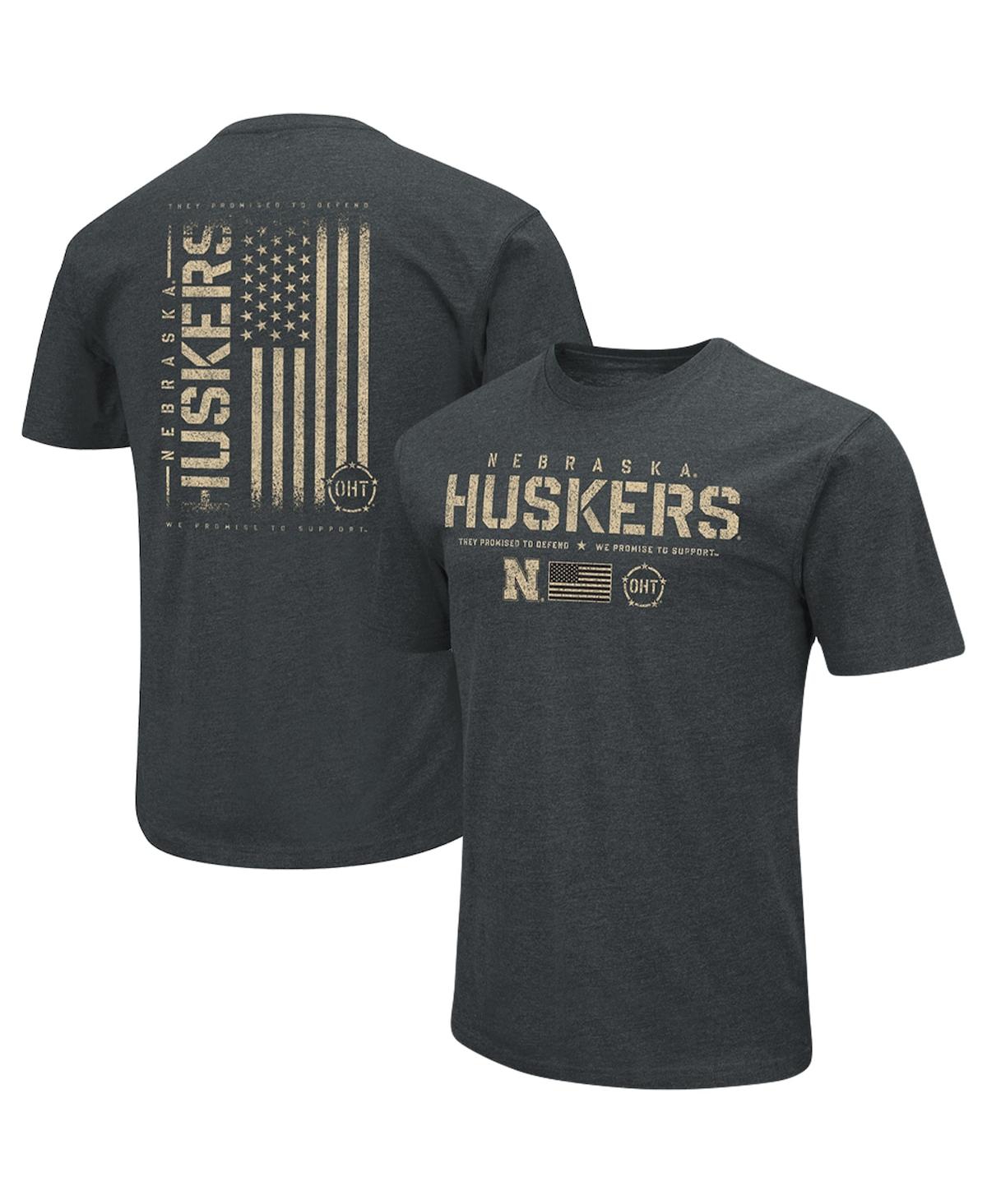 Colosseum Men's  Heathered Black Nebraska Huskers Oht Military-inspired Appreciation Flag 2.0 T-shirt