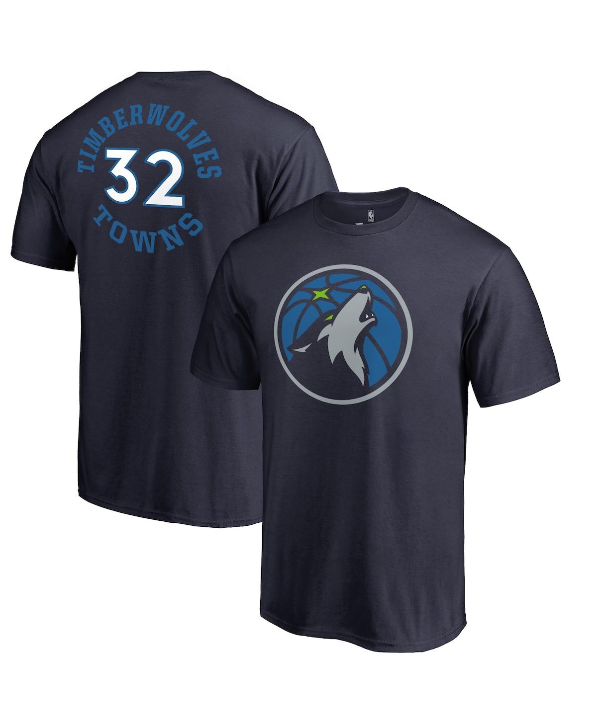 FANATICS MEN'S FANATICS KARL-ANTHONY TOWNS NAVY MINNESOTA TIMBERWOLVES ROUND ABOUT NAME AND NUMBER T-SHIRT