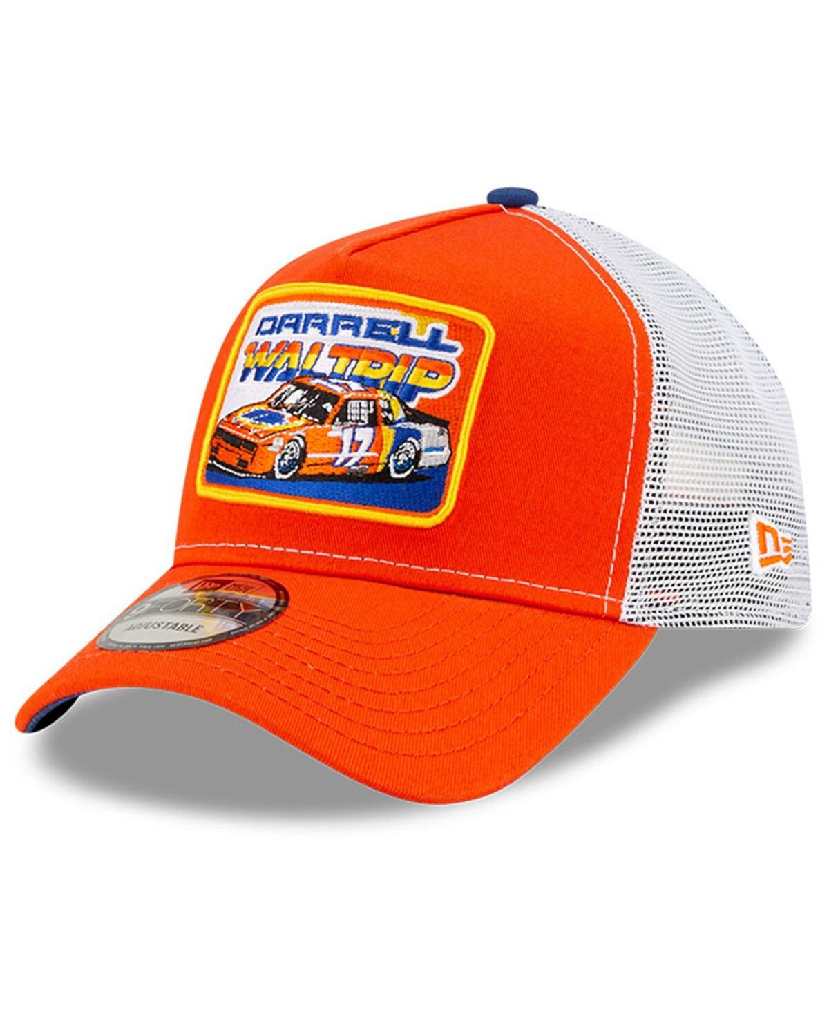New Era Men's  Orange, White Darrell Waltrip Legends 9forty A-frame Adjustable Trucker Hat In Orange,white
